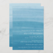 グラデーション勾配ディップ染料海ブシンプルルー結婚ト 招待状 (正面/裏面)