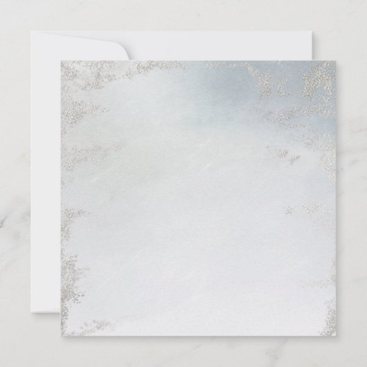 グラデーション埃の多い青い曇り銀結婚の広場 招待状 (裏面)