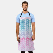 グラデーション山形:水色ヘリンボーンパターン。 エプロン (着用した状態)