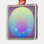 「グラデーション感謝の言葉でユニコーン」オーナメント メタルオーナメント (左)