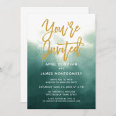 グラデーション招待されましたブラシタイポグラフィ結婚の 招待状 (正面/裏面)