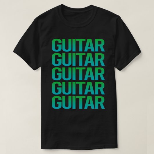 グラデーション文字ギターギタリスト Tシャツ (デザイン正面)