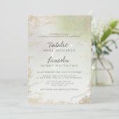 グラデーション春グリーンゴールドフォイル水の色結婚の 招待状 (スタンド正面)