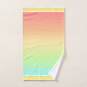 グラデーション桃、ティール（緑がかった色）、グリーンイエロータオルをブレンド バスタオルセット (ハンドタオル)