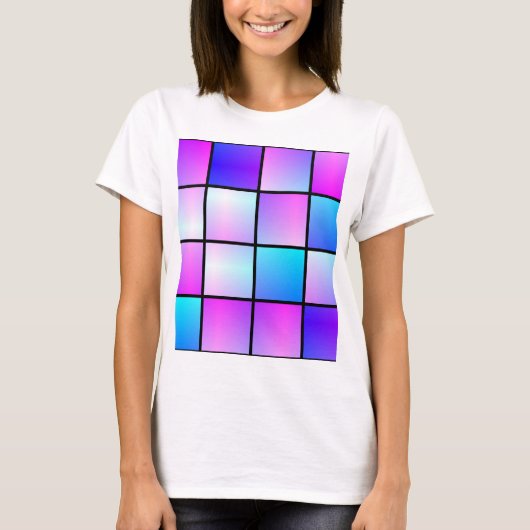 グラデーション正方形パターン Tシャツ (正面)