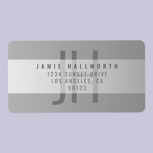グラデーション灰色 |モノグラムの差出人住所 ラベル