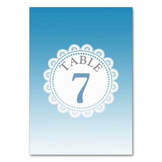 グラデーション結婚ブルーの表番号カード テーブルナンバー (正面)