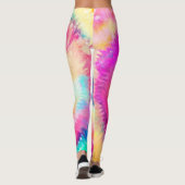 グラデーション絞り染めレインボースワールピンクイエロー レギンス (裏面)