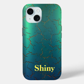 グラデーション緑から青の色モノグラムケースメイトi iPhone 15ケース