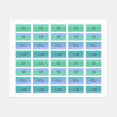 グラデーション緑の青の色分けされた星名衣類 ラベル (シート)