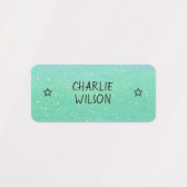 グラデーション緑の青の色分けされた星名衣類 ラベル (デザイン1)