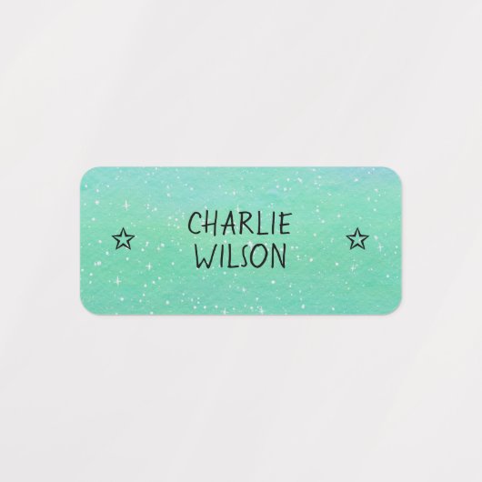 グラデーション緑の青の色分けされた星名衣類 ラベル (デザイン1)