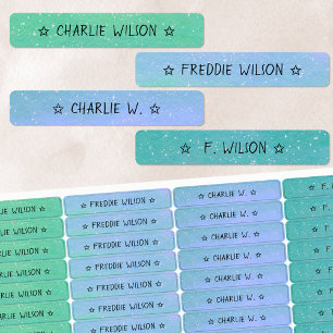 グラデーション緑の青の色分けされた防水名 ラベル