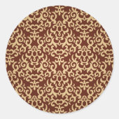グラデーション背景のダマスクのパターン ラウンドシール (正面)