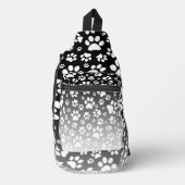 グラデーション背景の白いパターンの手 スリングバッグ (正面)