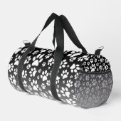 グラデーション背景の白いパターンの手 ダッフルバッグ (右コーナー)