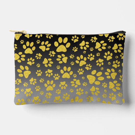 グラデーション背景の金ゴールドメタルパターンマウス アクセサリーポーチ (正面)