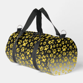 グラデーション背景の金ゴールドメタルパターンマウス ダッフルバッグ