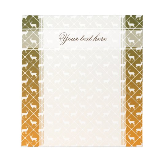 グラデーション背景の鹿のパターン ノートパッド (正面)