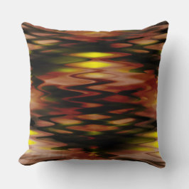 グラデーション茶色から黄色の形成抽象芸術ジグザグ クッション