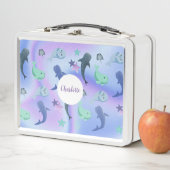 グラデーション虹のかわいい魚のシールレイクジラ メタルランチボックス (インサイチュ)