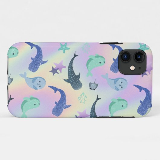 グラデーション虹のかわいい魚のシールレイクジラ Case-Mate iPhoneケース (裏面(横))