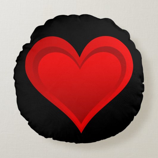グラデーション赤い愛ハート+あなたの背景。&アイディア ラウンドクッション (正面)