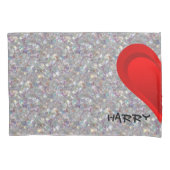 グラデーション赤い愛ハート+あなたの背景。&アイディア 枕カバー (正面左)