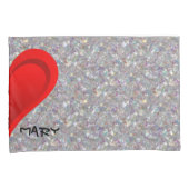 グラデーション赤い愛ハート+あなたの背景。&アイディア 枕カバー (正面右)