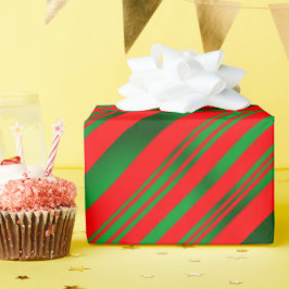 グラデーション赤と緑のストライプ ラッピングペーパー