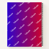 グラデーション赤と青の色 – モノグラム名 ノートブック (裏面)