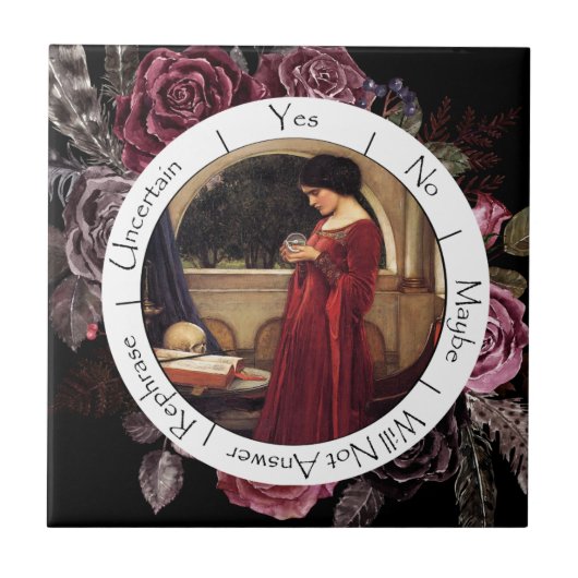 グラデーション赤と黒の花振り子 タイル (正面)