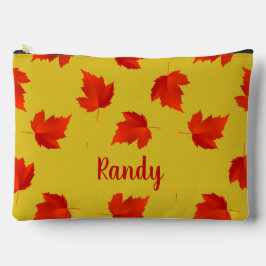 グラデーション赤のドライ葉名前をカスタムする黄色 アクセサリーポーチ
