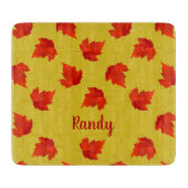 グラデーション赤のドライ葉名前をカスタムする黄色 カッティングボード (正面)