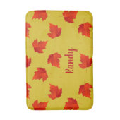 グラデーション赤のドライ葉名前をカスタムする黄色 バスマット (正面縦)