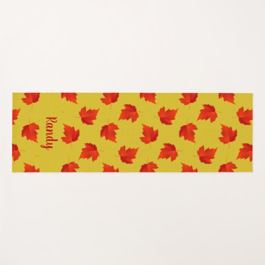 グラデーション赤のドライ葉名前をカスタムする黄色 ヨガマット (正面(横))