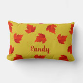 グラデーション赤のドライ葉名前をカスタムする黄色 ランバークッション (正面)