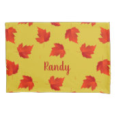 グラデーション赤のドライ葉名前をカスタムする黄色 枕カバー (正面)