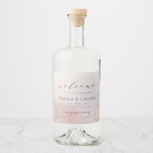 グラデーション赤面ピンクフロステッド結婚フォイルの歓迎 リキュールボトルラベル