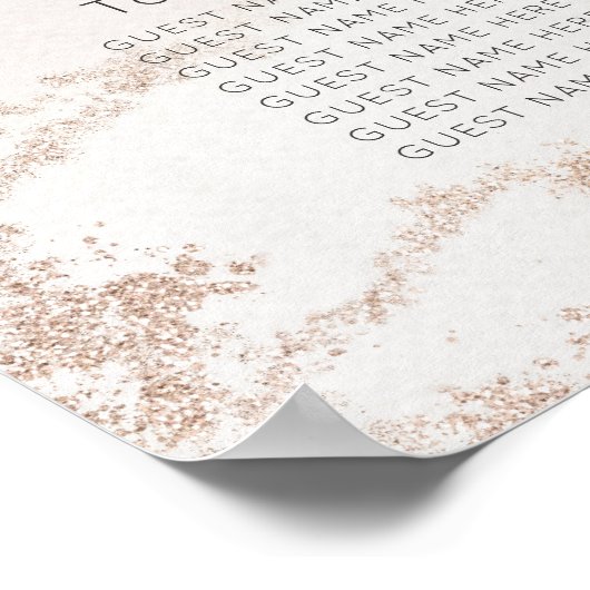 グラデーション赤面ピンクフロスト結婚のテーブル座席表 ポスター (角)