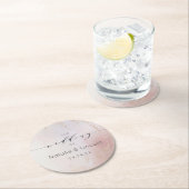 グラデーション赤面ピンク艶消し箔水彩モノグラム ラウンドペーパーコースター (インサイチュ)