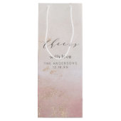 グラデーション赤面ピンク霜が降った結婚おめでとう ワインギフトバッグ (裏面)