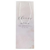 グラデーション赤面ピンク霜が降った結婚おめでとう ワインギフトバッグ (正面)