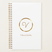 グラデーション金ゴールドカスタム円のビジネスロゴ プランナー手帳 (正面)