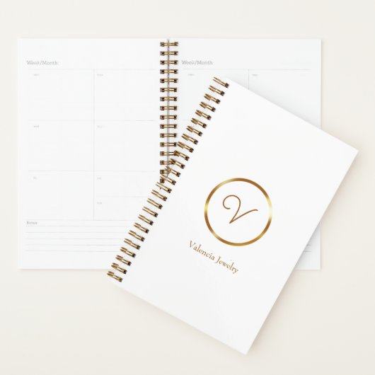 グラデーション金ゴールドカスタム円のビジネスロゴ プランナー手帳 (ディスプレー)