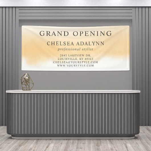 グラデーション金ゴールド水彩ミニマリストビジネスバナー 横断幕