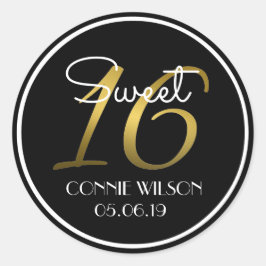 グラデーション金ゴールド16 パーソナライズされた甘い16誕生日 ラウンドシール