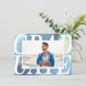 グラデーション青い水色のお知らせ 案内状 (スタンド正面)