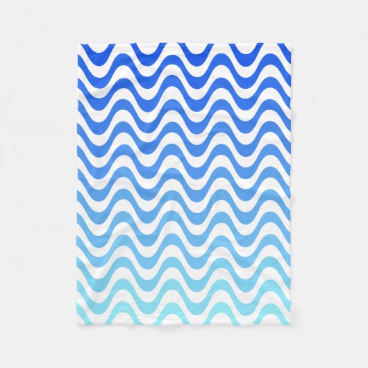 グラデーション青い波 フリースブランケット (正面)