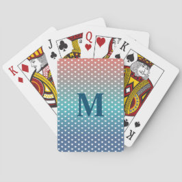 グラデーション青とオレンジのシンプルハートパターン トランプ